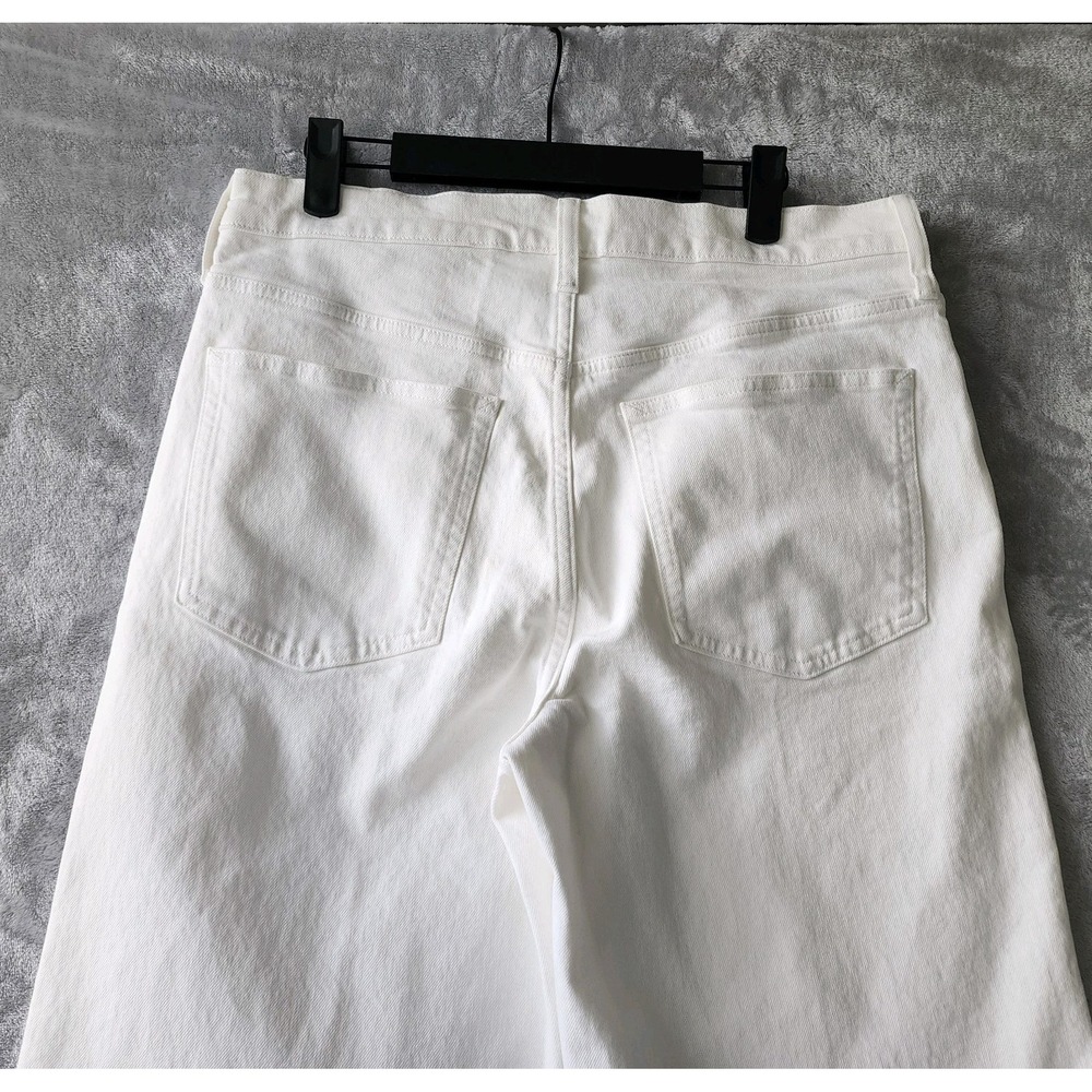 J.Crew Jeans Womens Size 28 White Denim Trousers Wide Leg Stretch Patch Pocket - Picture 8 of 12